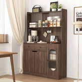 Bellemave® 71"Tall Kitchen Pantry Storage Cabinet with Reeded Glass Doors and Microwave Stand - Bellemave